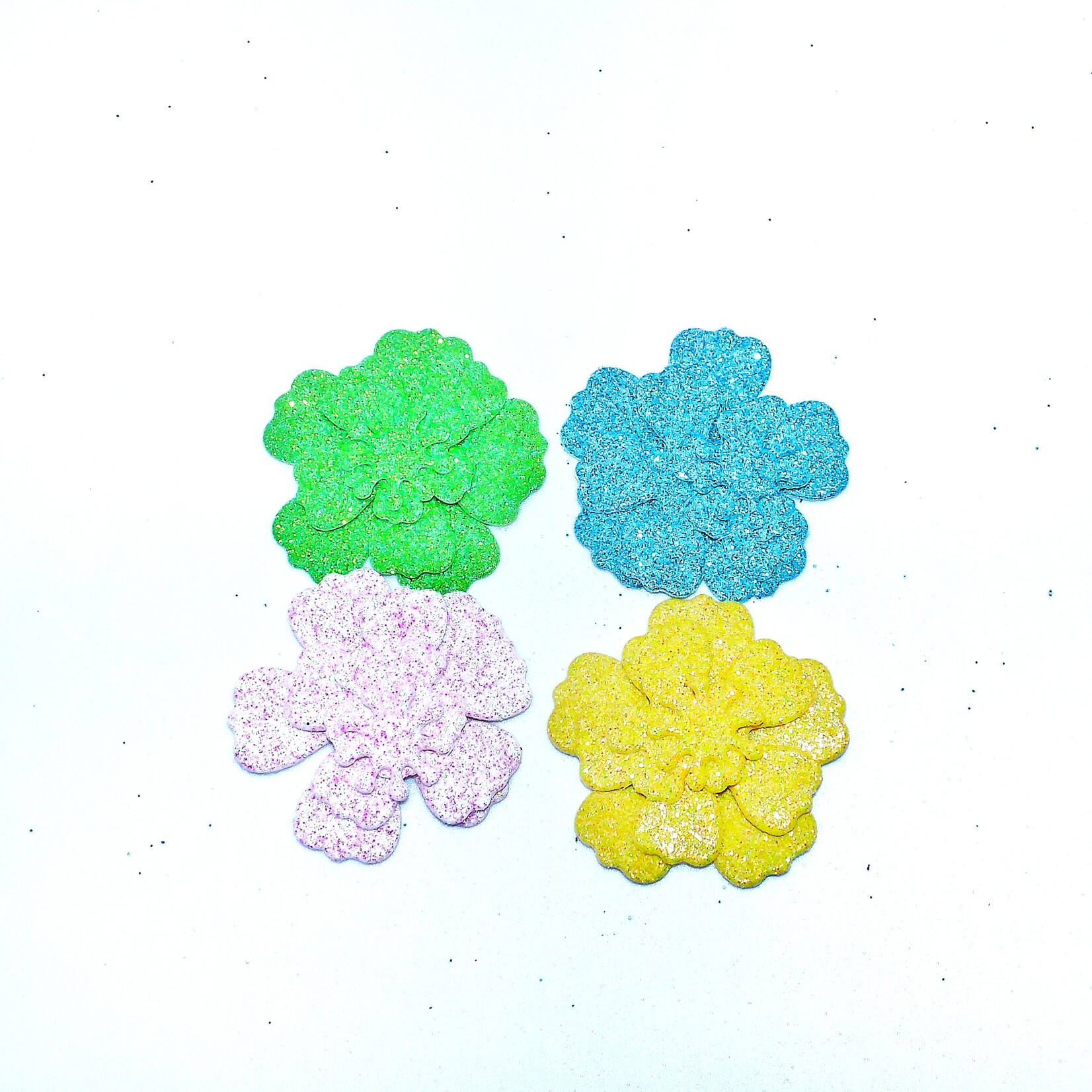 Neon-Coloured Glitter Flower Shapes