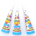 6Ct Printed Party Horns, Birthday Sparkle