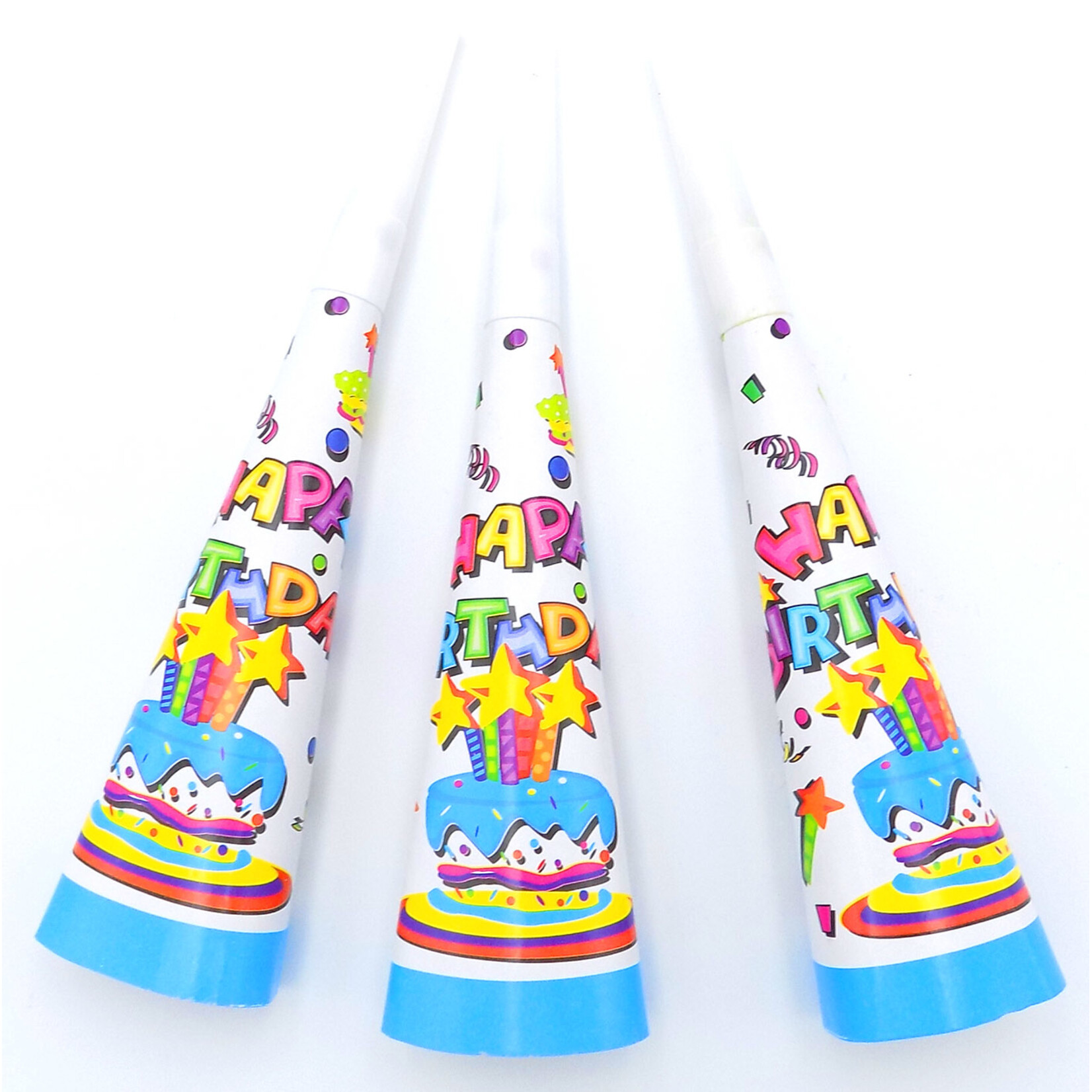 6Ct Printed Party Horns, Birthday Sparkle