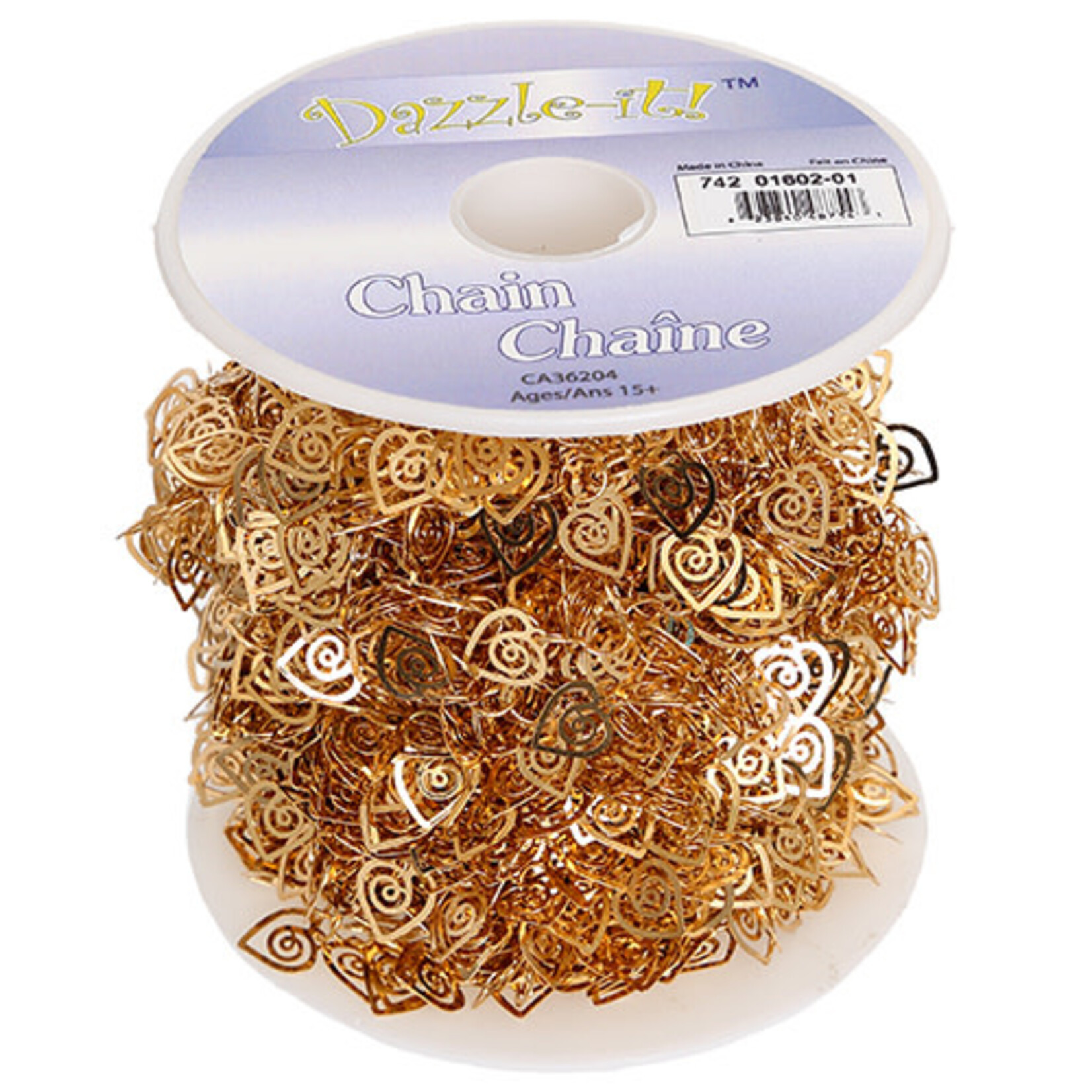 Brass Metal Chain 7x8 mm Heart 5 meters