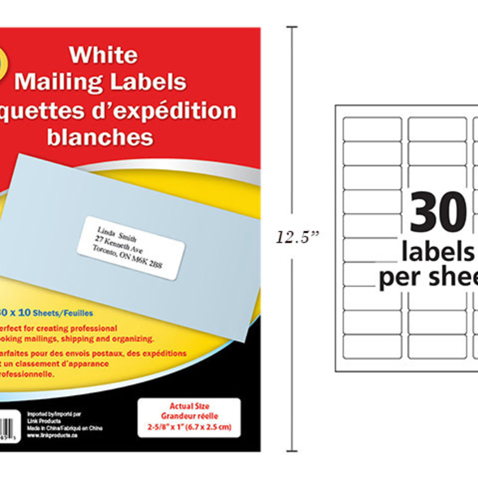 Selectum Self Adhesive Mailing Labels 1 x 2 5/8 Inches (300 Labels)