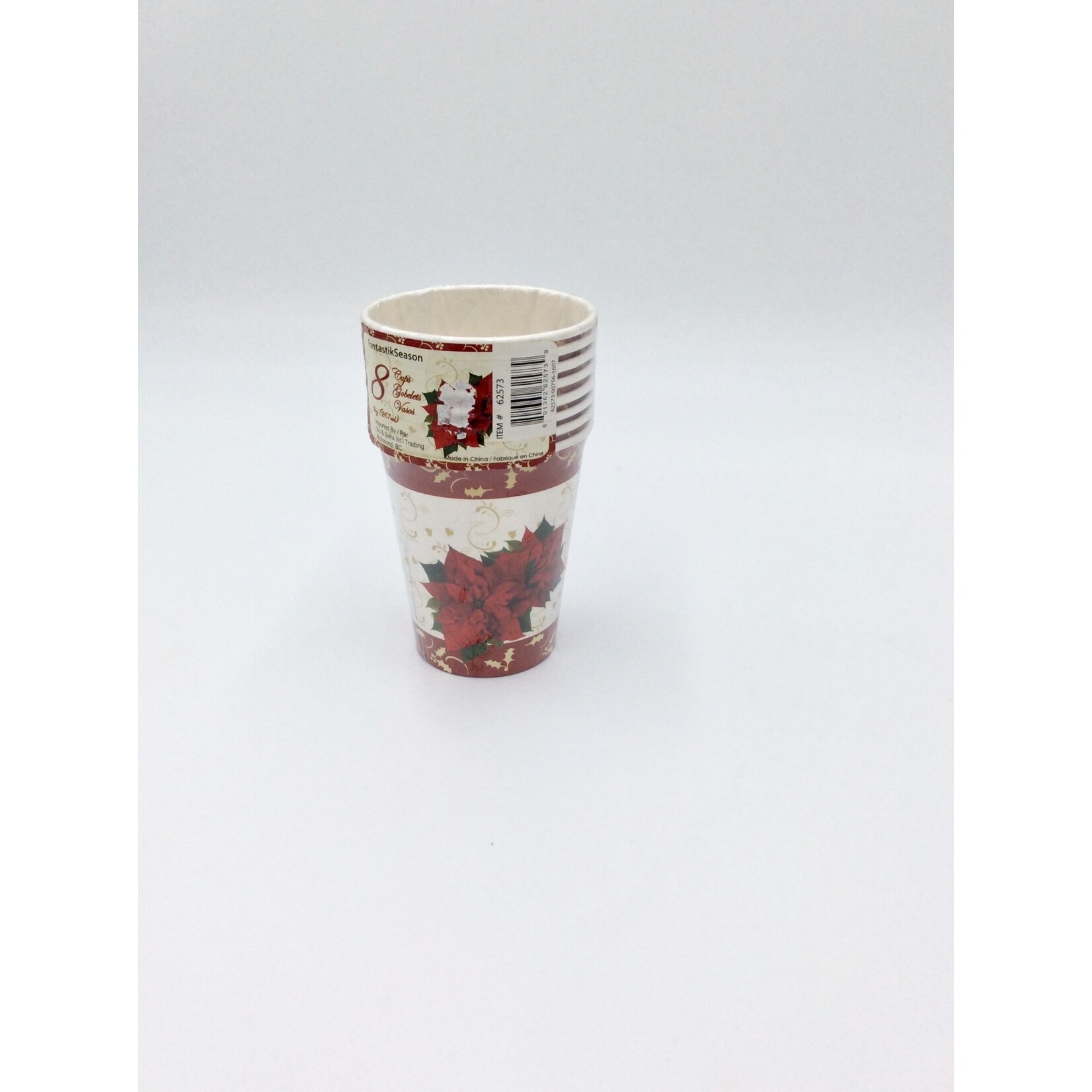 Cups 9oz 8CT Christmas Poinsettia