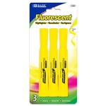 Bazic Yellow Desk Style Fluorescent Highlighters (3/Pk)