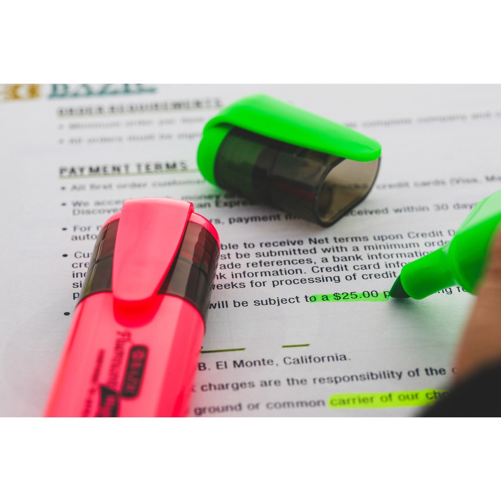 Fluorescent Highlighter with pocket clip (3 pieces)