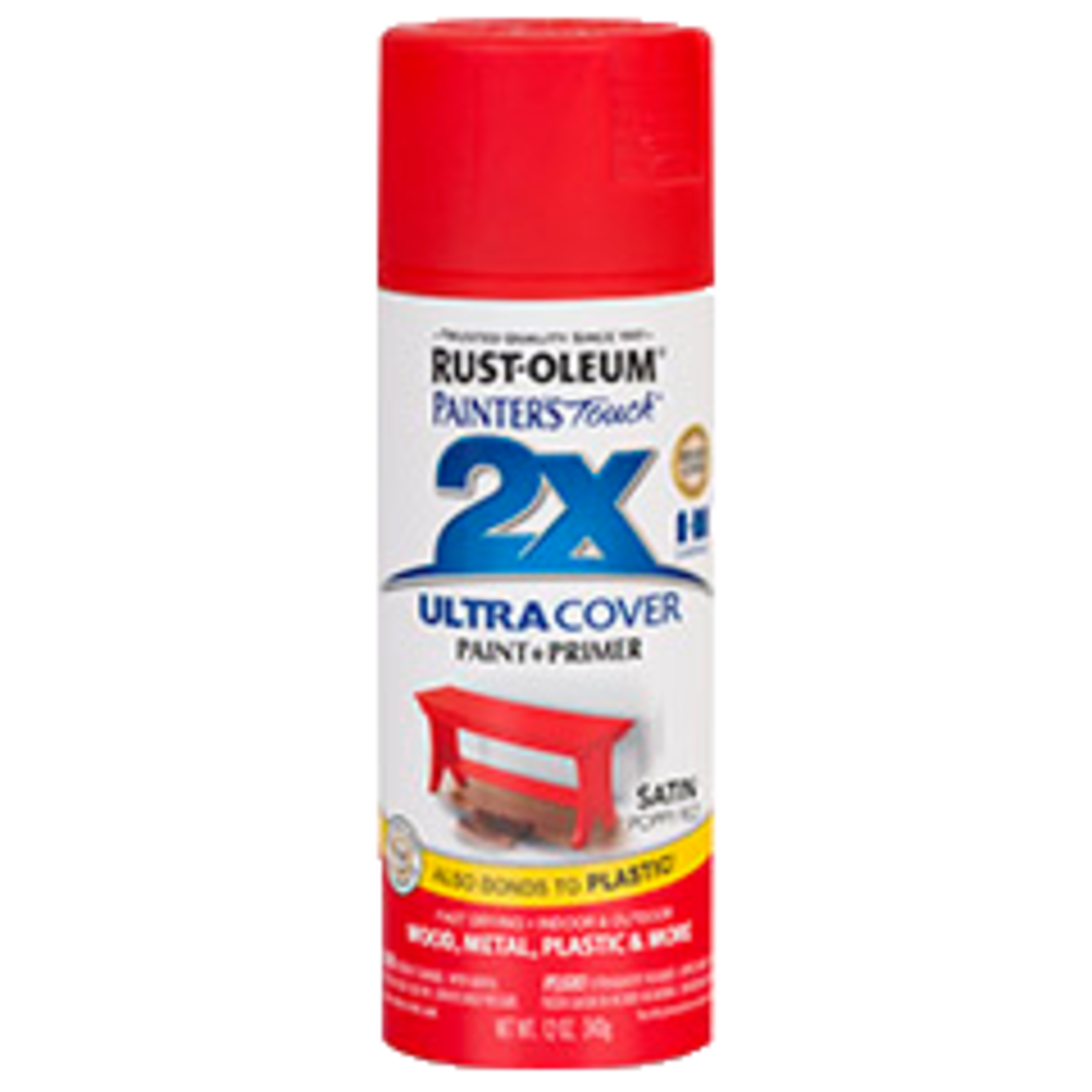 Rustoleum 2X Ultra Cover Satin Spray Paint 12oz - Poppy Red