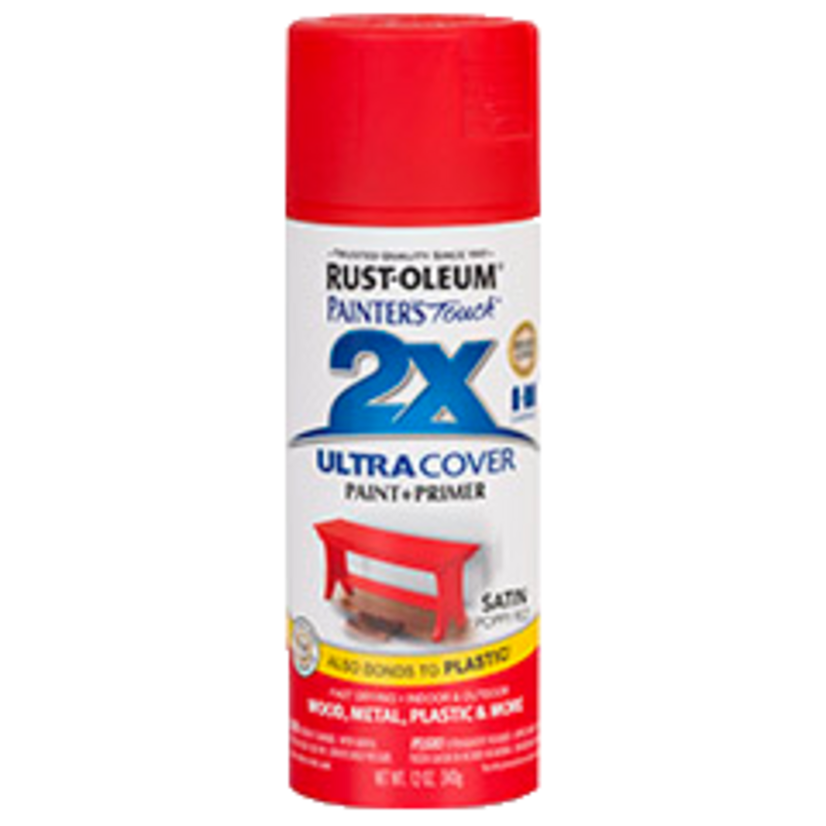 Rustoleum 2X Ultra Cover Satin Spray Paint 12oz - Poppy Red