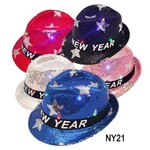 Sequin Light Up Happy New Year Fedora Stars