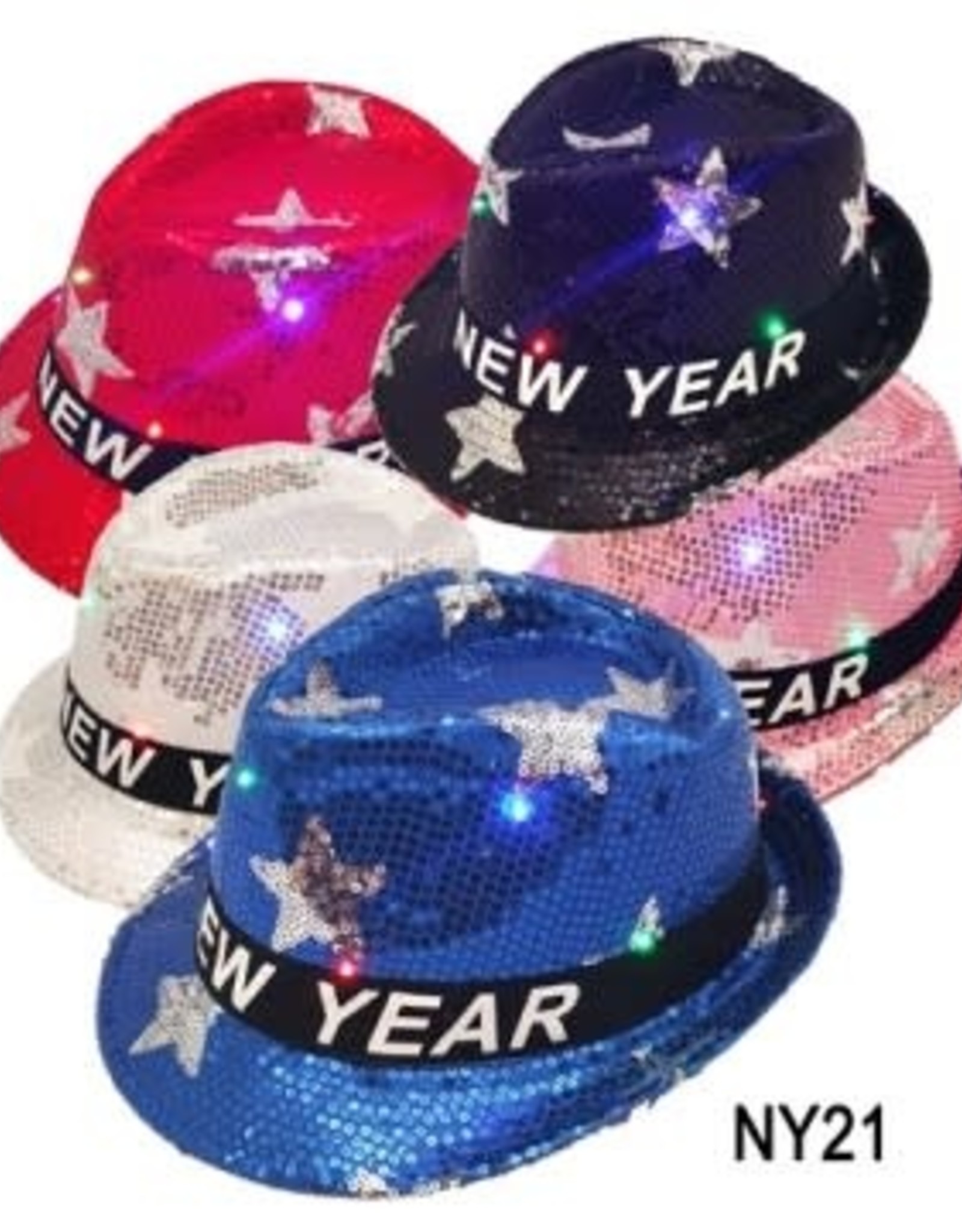 Sequin Light Up Happy New Year Fedora 