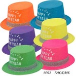 Glitter Happy New Year Plastic Top Hat