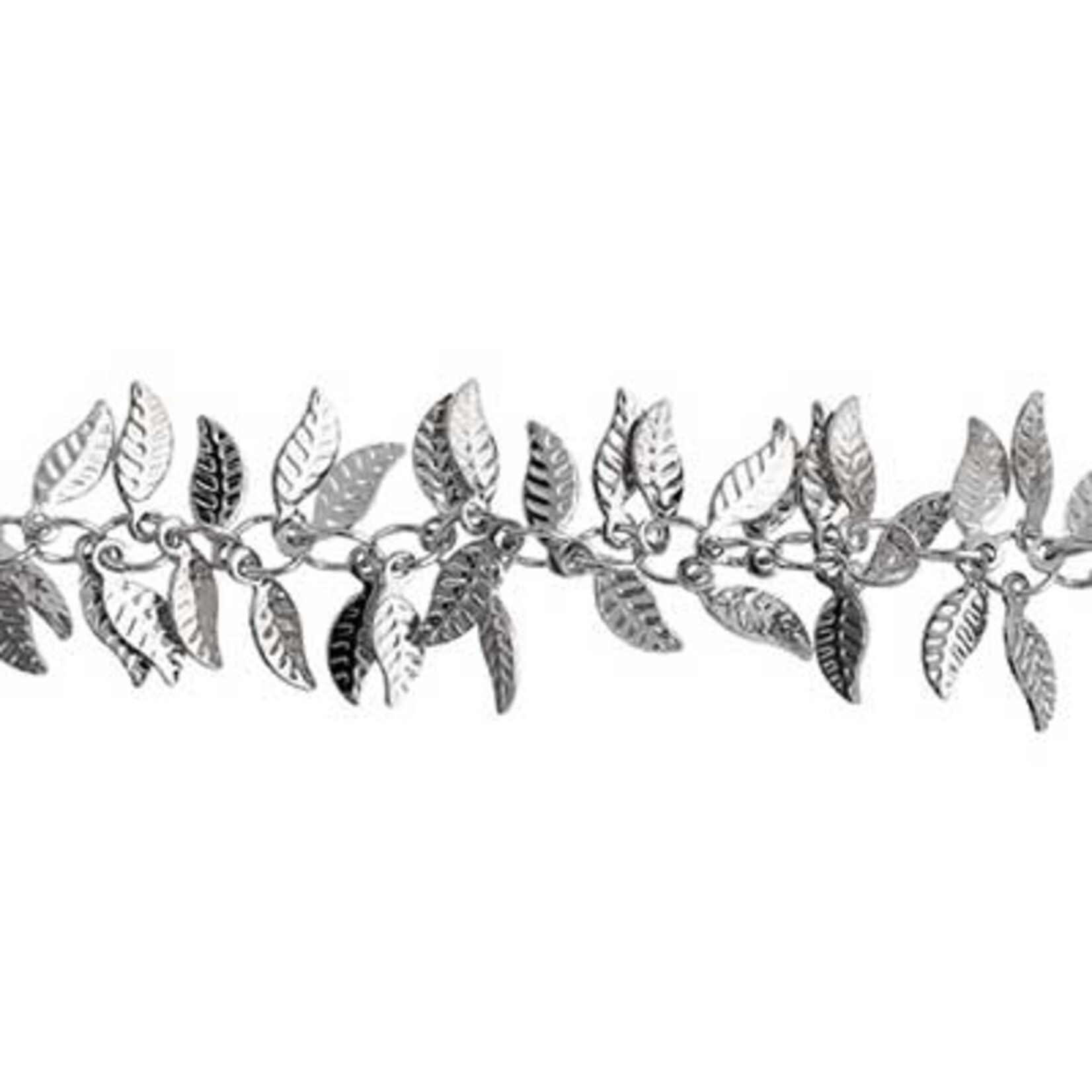 Metal Chain 3x9 mm Leaves 5 meters (Silver)