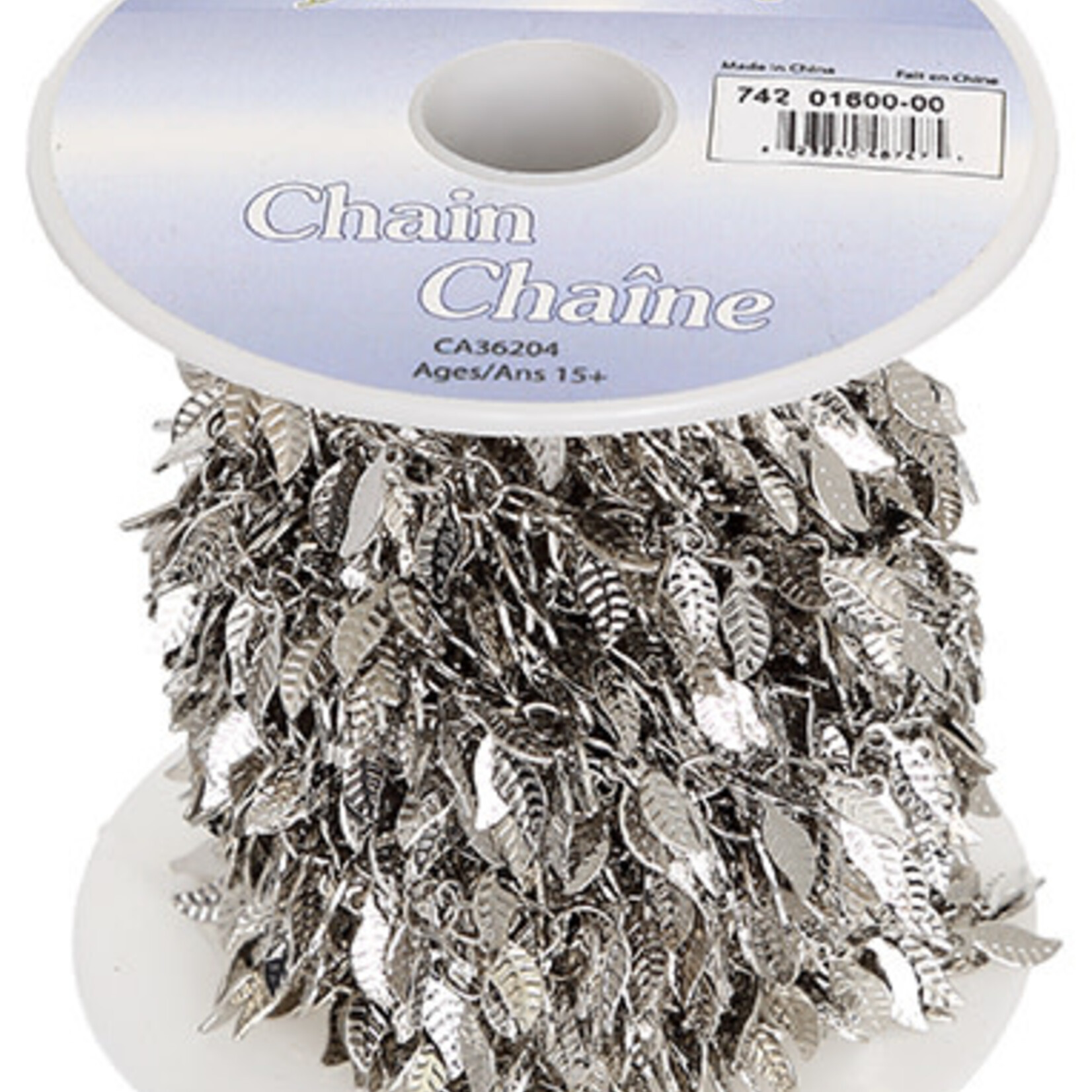 Metal Chain 3x9 mm Leaves 5 meters (Silver)