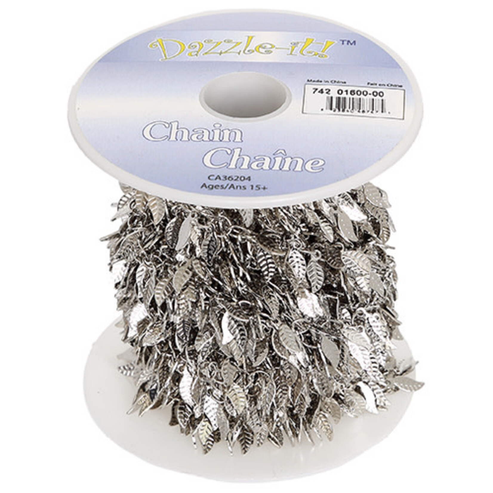 Metal Chain 3x9 mm Leaves 5 meters (Silver)