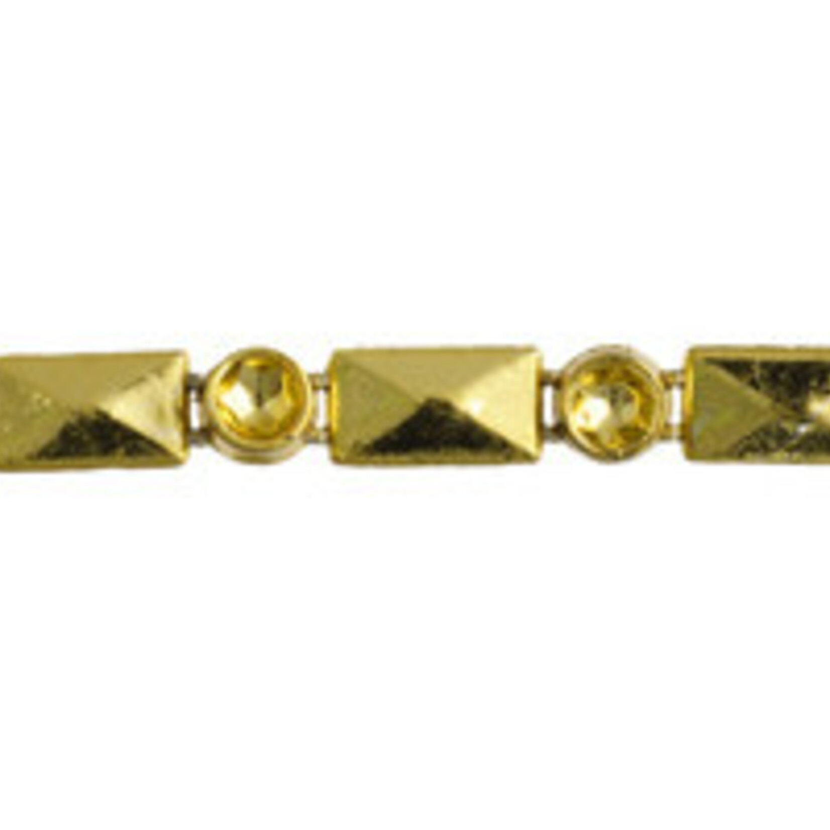Plastic Trim facetted  Gold 4mm Rect/Round