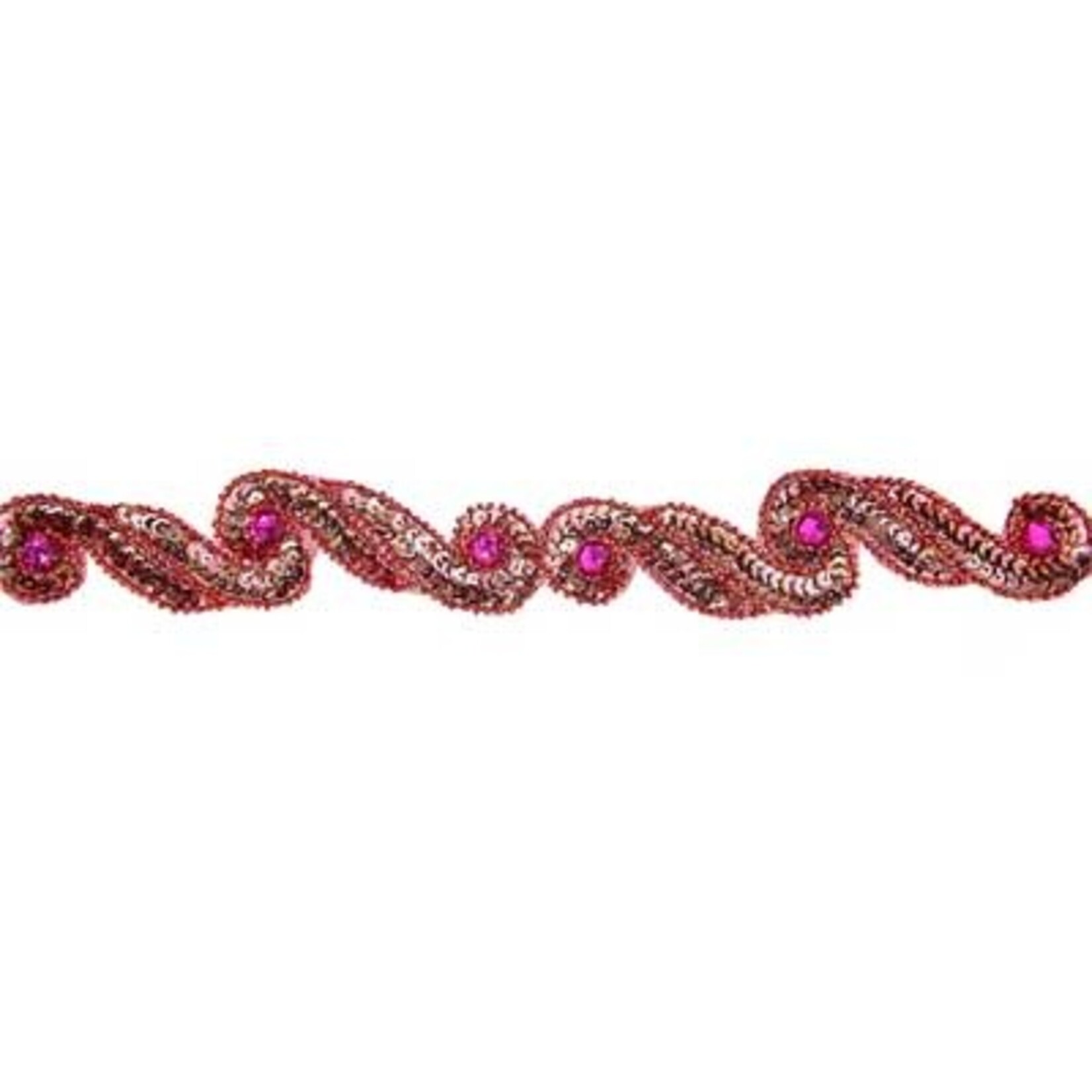 Sequin Trimming (card) Fuchsia Pink  3.8 cm Swirl (5 meters)