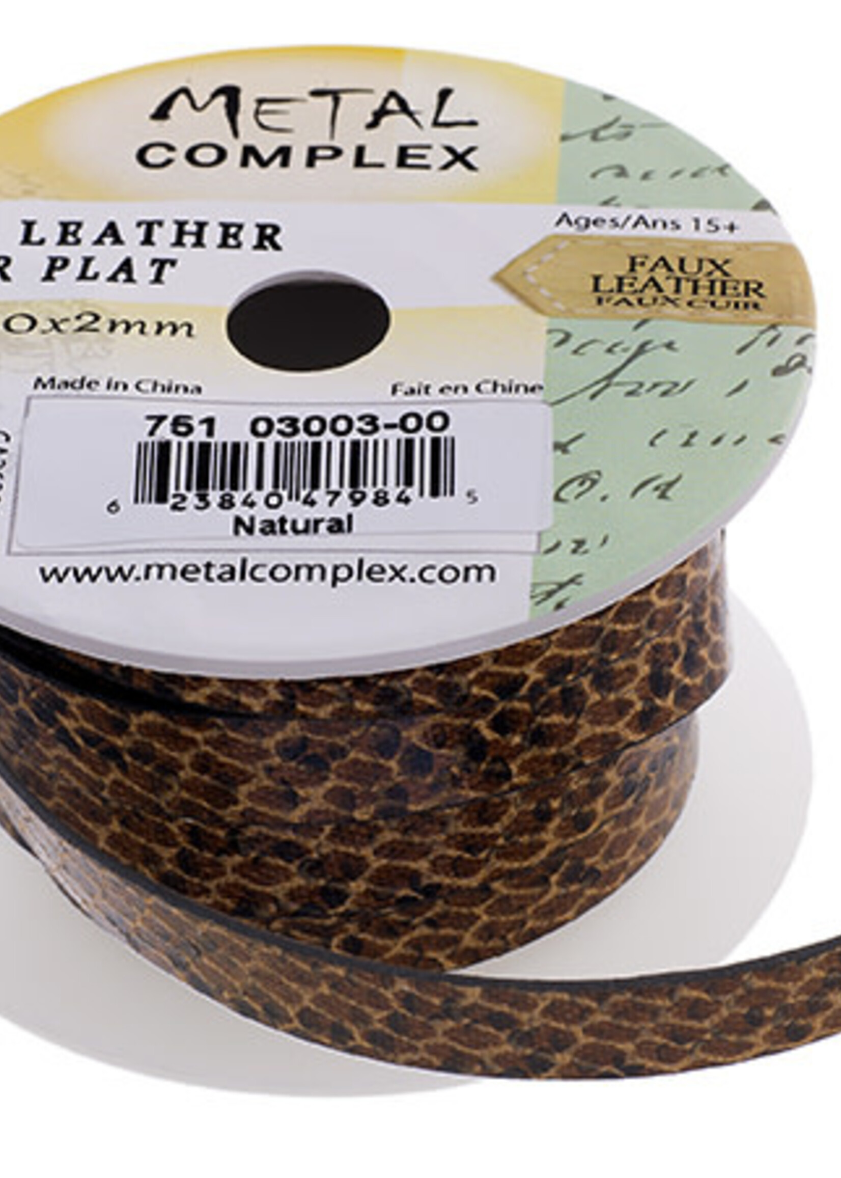 Flat Leather Snake Skin Cord 3 meters (10x2mm) Natural