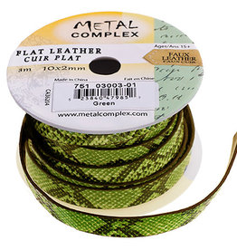Flat Leather Snake Skin Cord 3 meters (10x2mm)  3mm Green