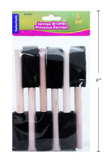 Selectum 6 Pc Sponge Brushes W/ Wood Handle 1" Sponge Size