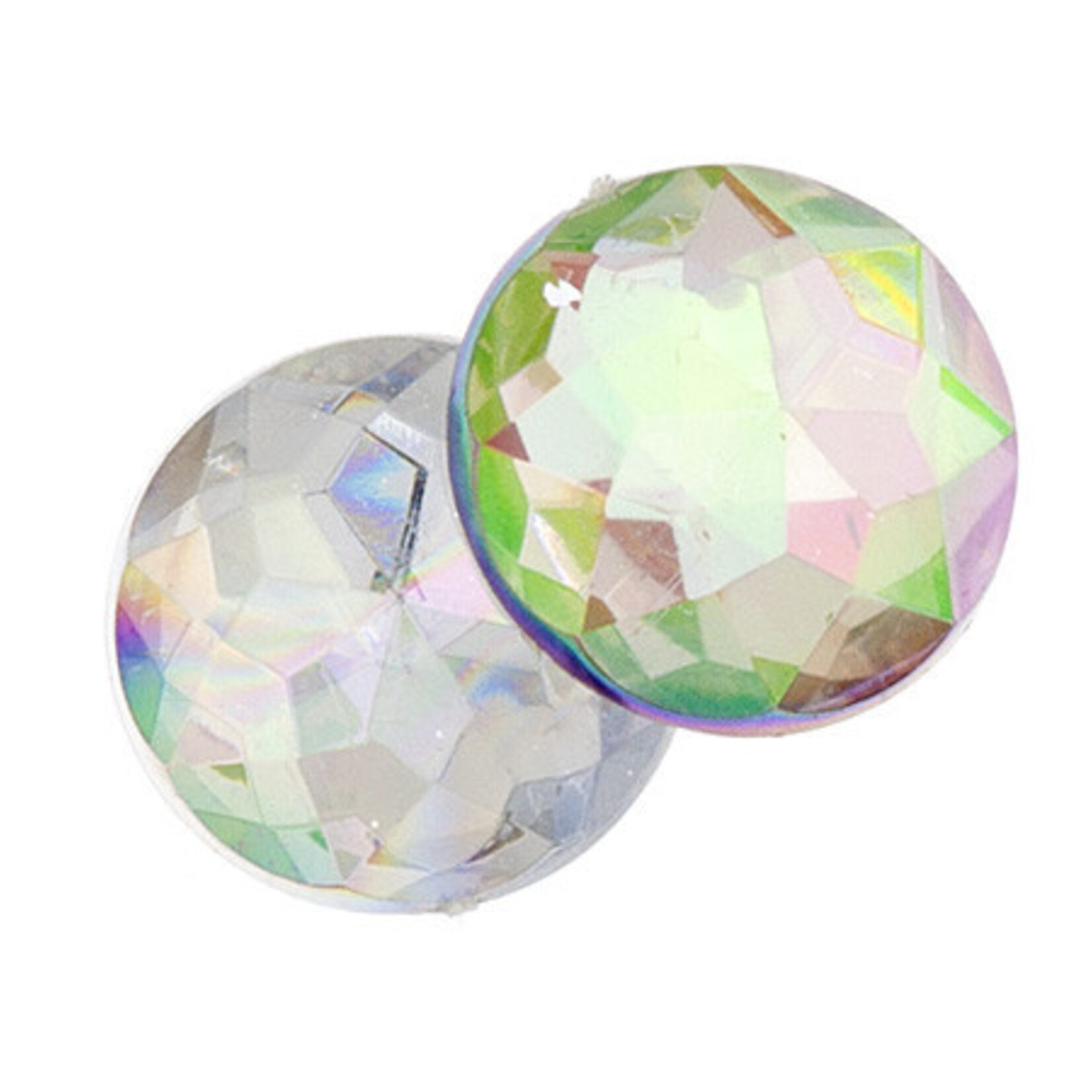 Acrylic Facetted Rhinestone Round (100 pcs)  Crystal AB 18mm