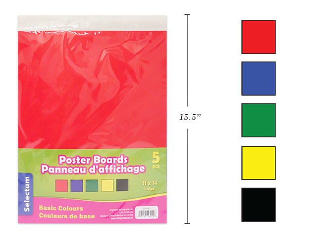 11X14 Poster Boards Primary Colors 5/Pkg Red, Blue, Green, Yellow, Black -  Samaroo's Limited