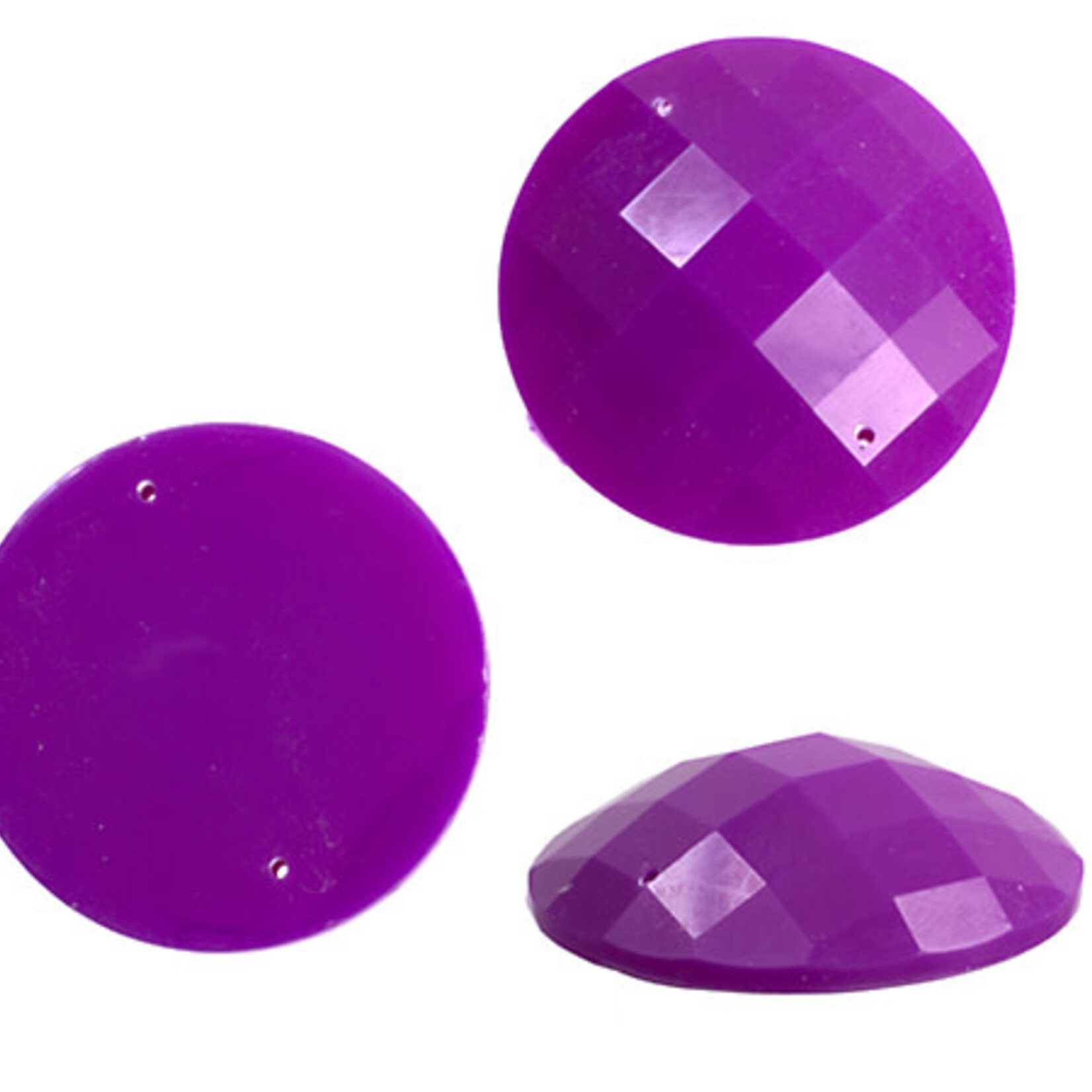 Resin Sew-on Bright Stone 34mm Round