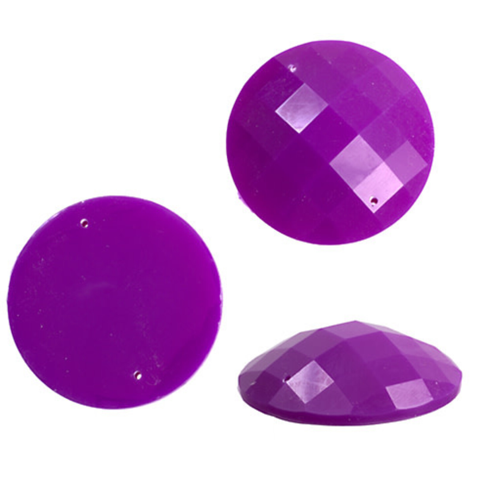 Resin Sew-on Bright Stone 34mm Round