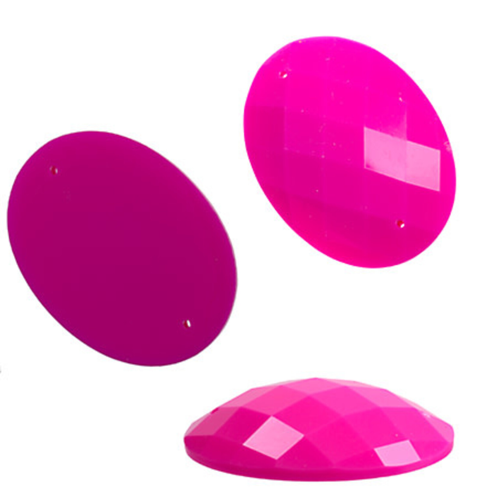 Resin Sew-on Bright Stone 30x40mm Oval