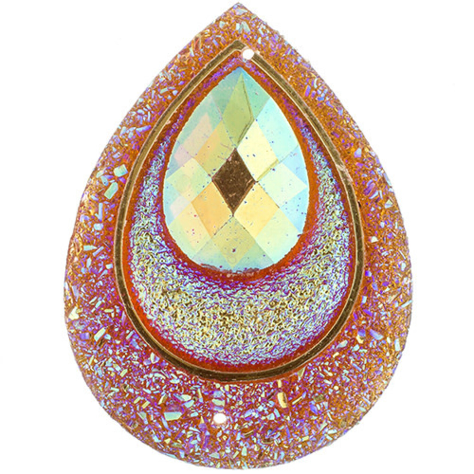 Resin Sew-On Peacock Stone