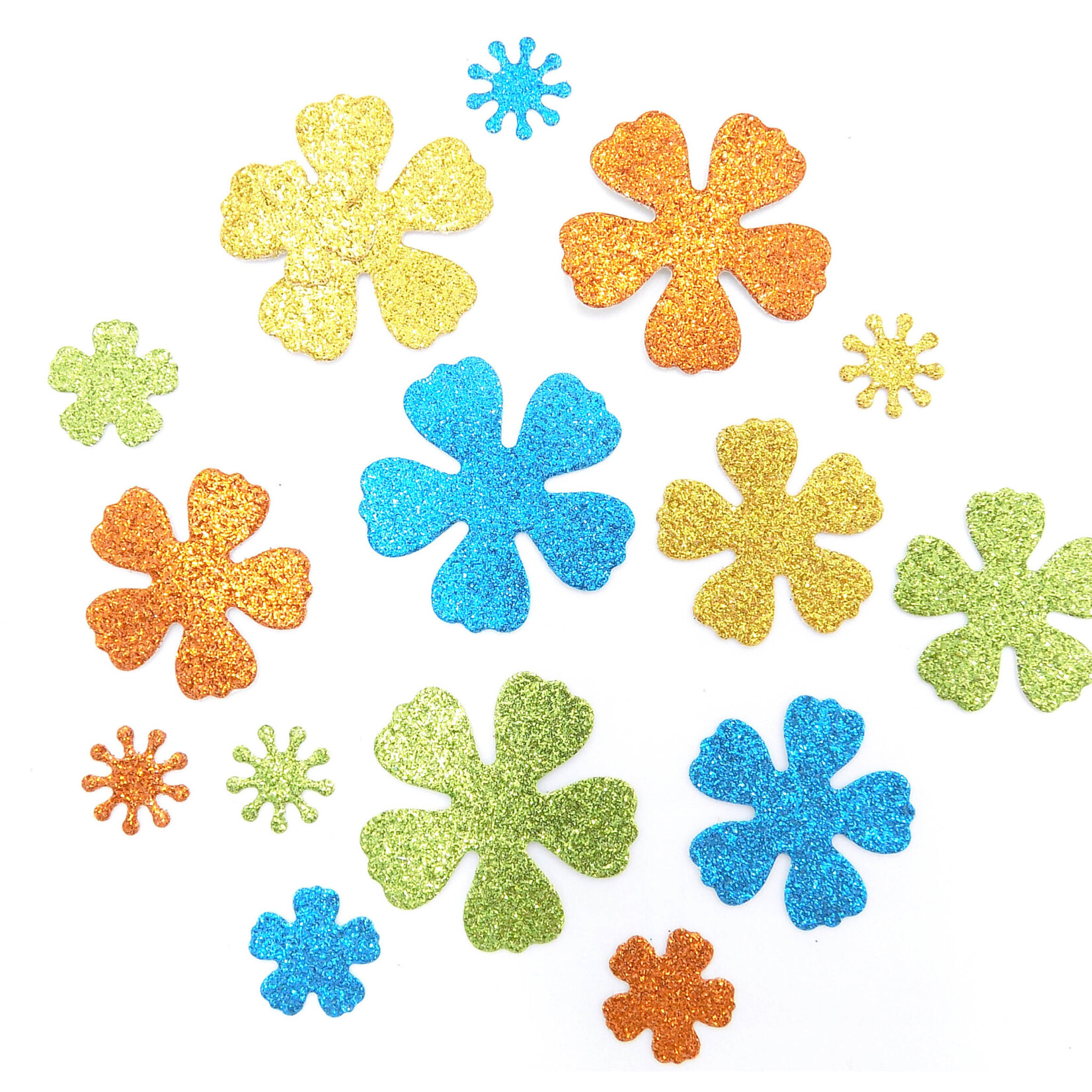 Multi-Coloured Glitter Flower Shapes