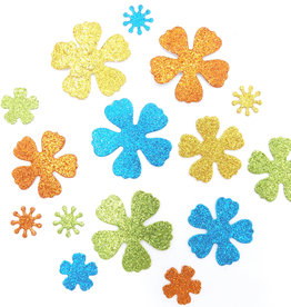 Multi-Coloured Glitter Flower Shapes