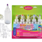 Tie Dye Paint Bottle Kit 5 X 9 GMS Each Colour Assorted 40 Bands + 4 Gloves (100ml Each)