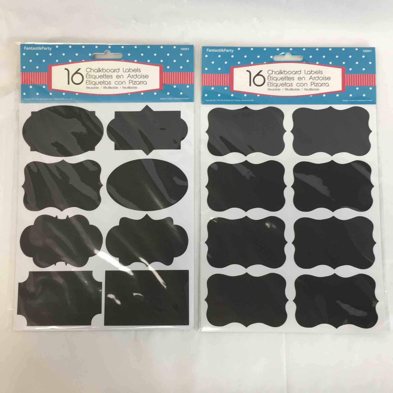 Fantastik Party 16Ct Chalkboard Labels, Assorted Colors