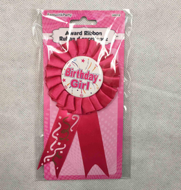Happy Birthday Award Ribbon Girl Fuchsia Pink