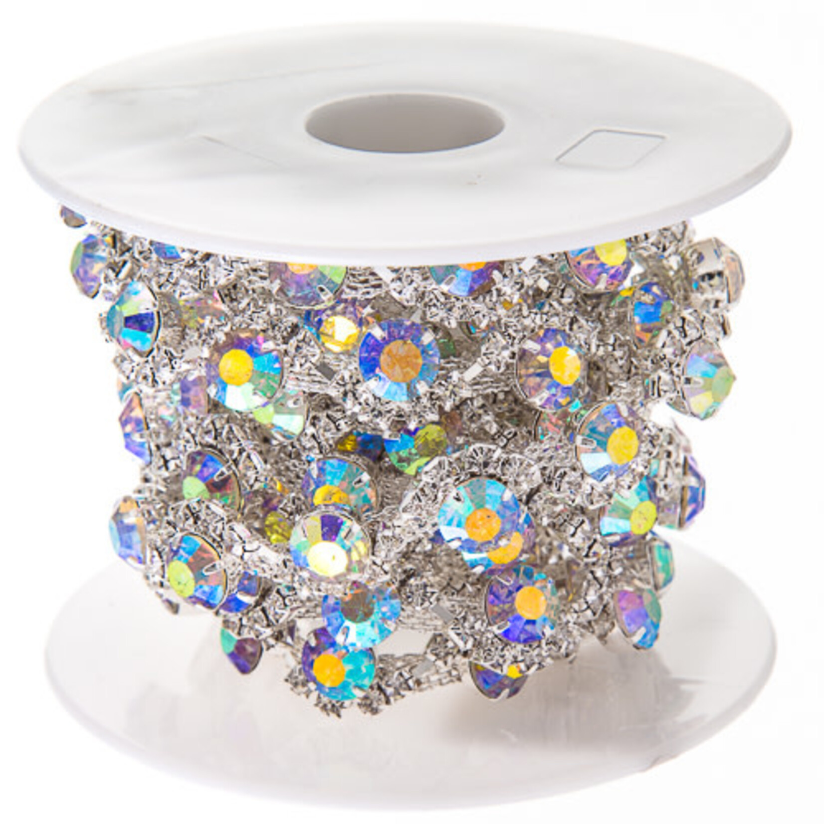 Resin Trim 2yds/Spool Silver/Crystal AB 18 x14.5mm Round
