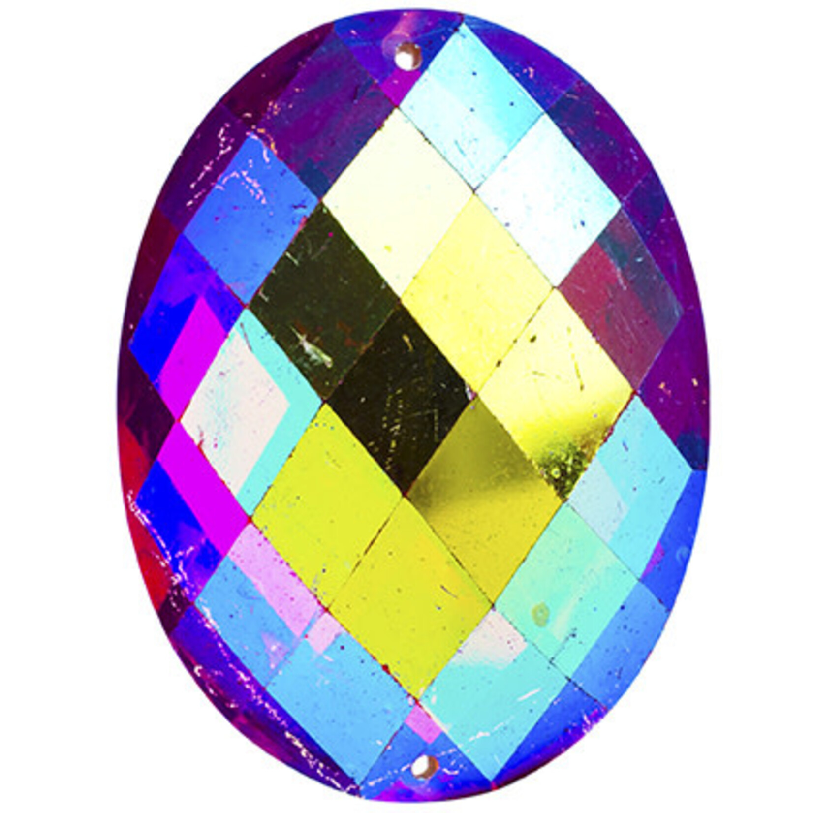 Resin Sew-on Metalico Stone 30x40mm Oval