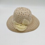 Ladies Sun Hat with Woven Flower Cream