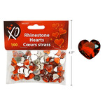 Rhinestone Red Hearts 100pcs/Pk