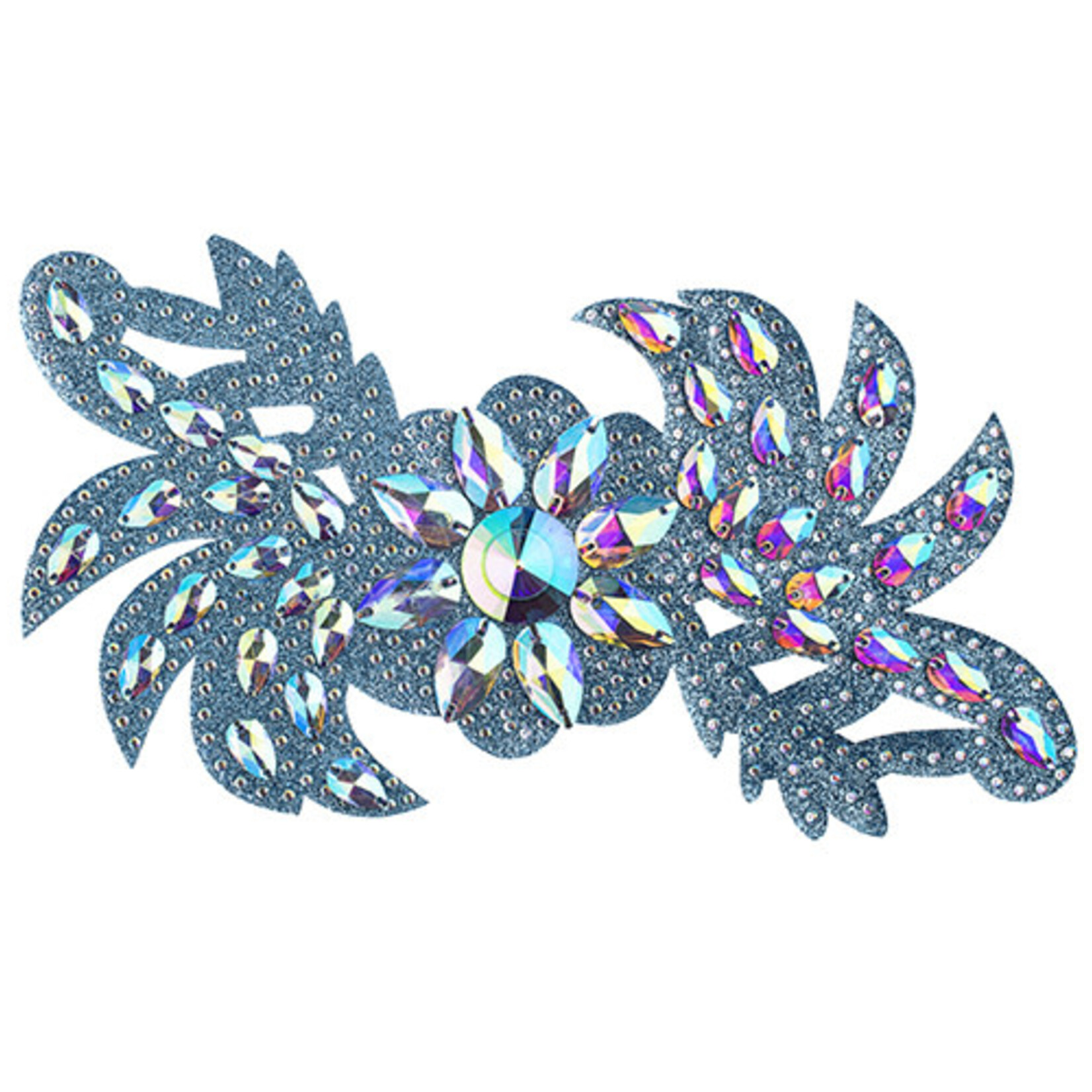 Motif Glitter Leaves with Stones 28x13cm