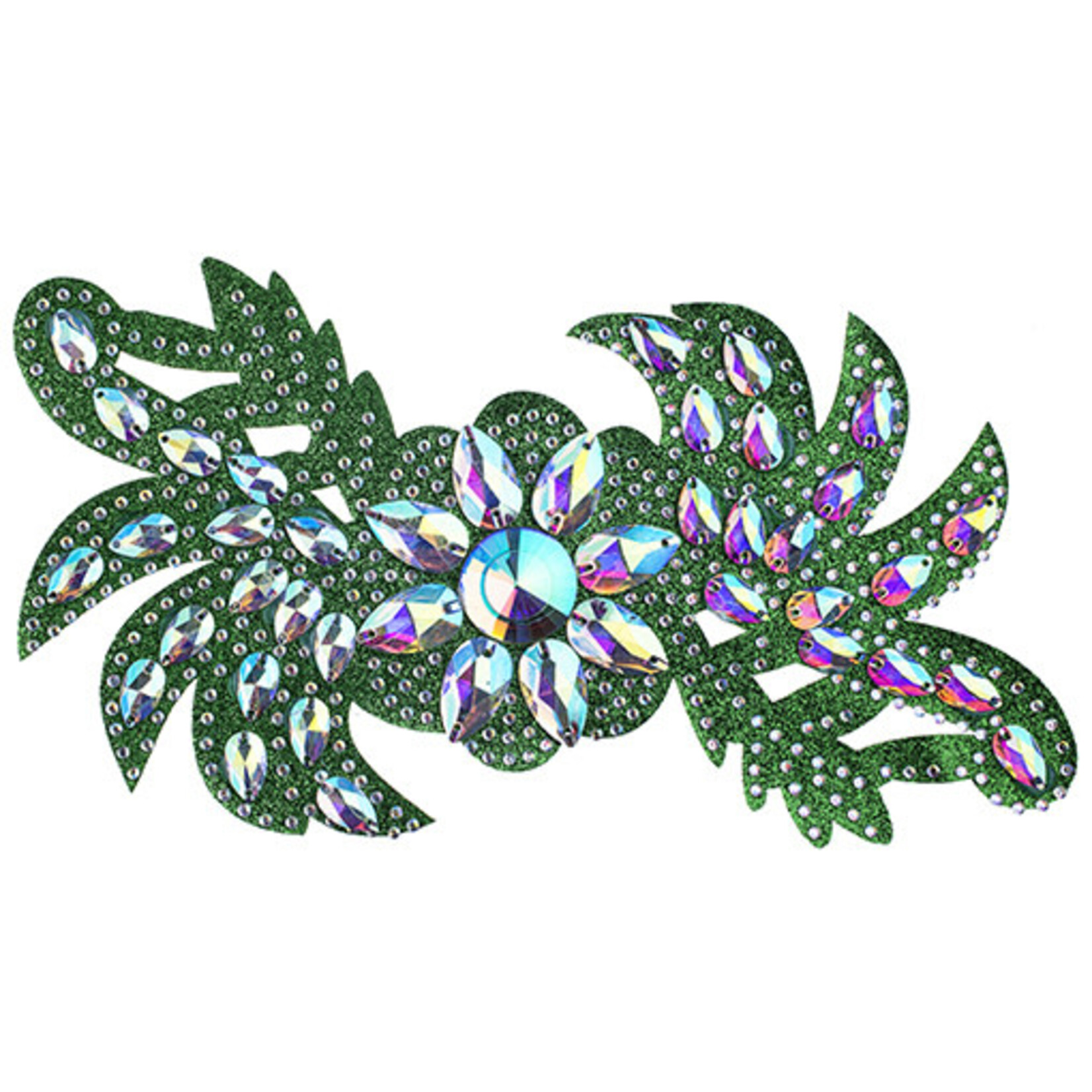 Motif Glitter Leaves with Stones 28x13cm