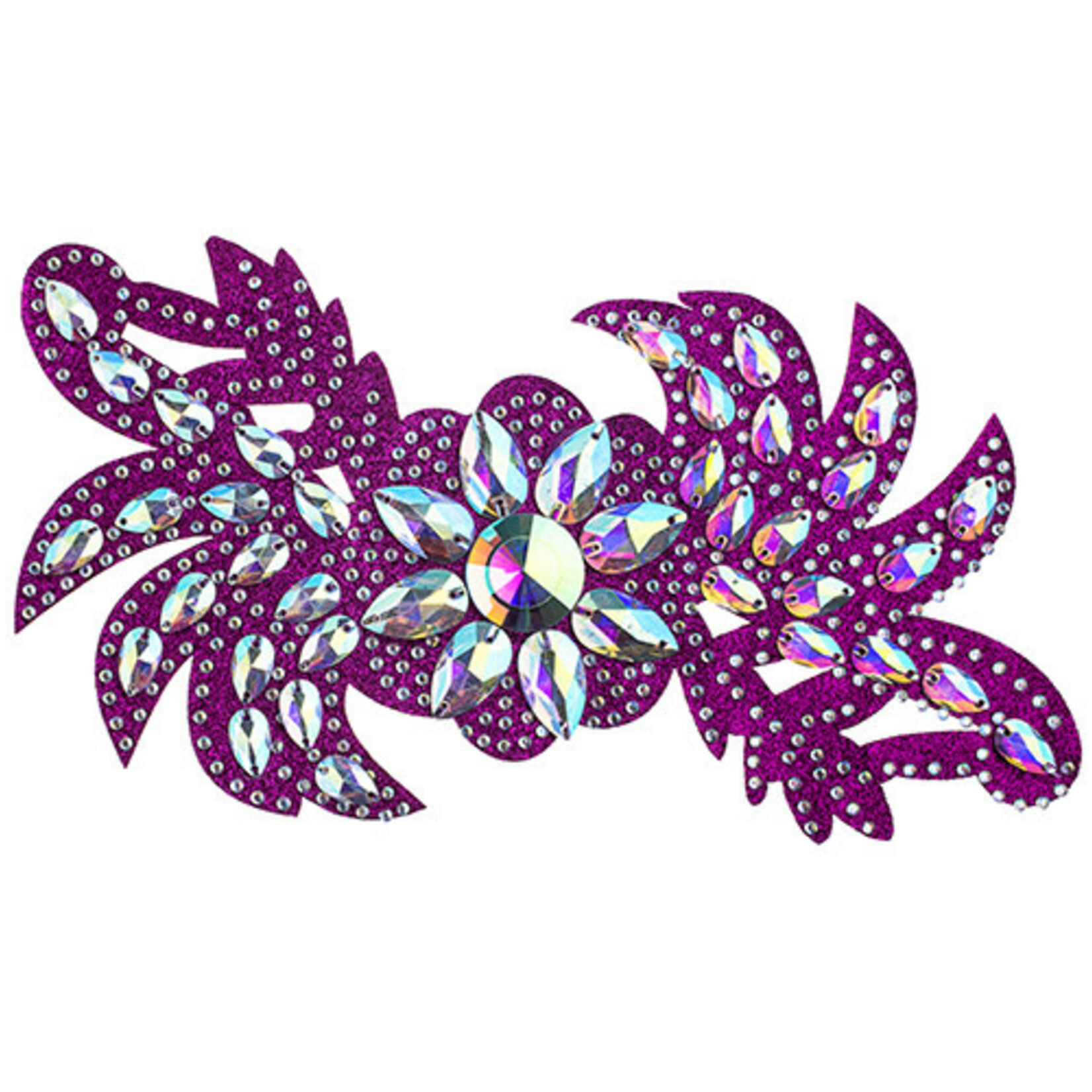 Motif Glitter Leaves with Stones 28x13cm