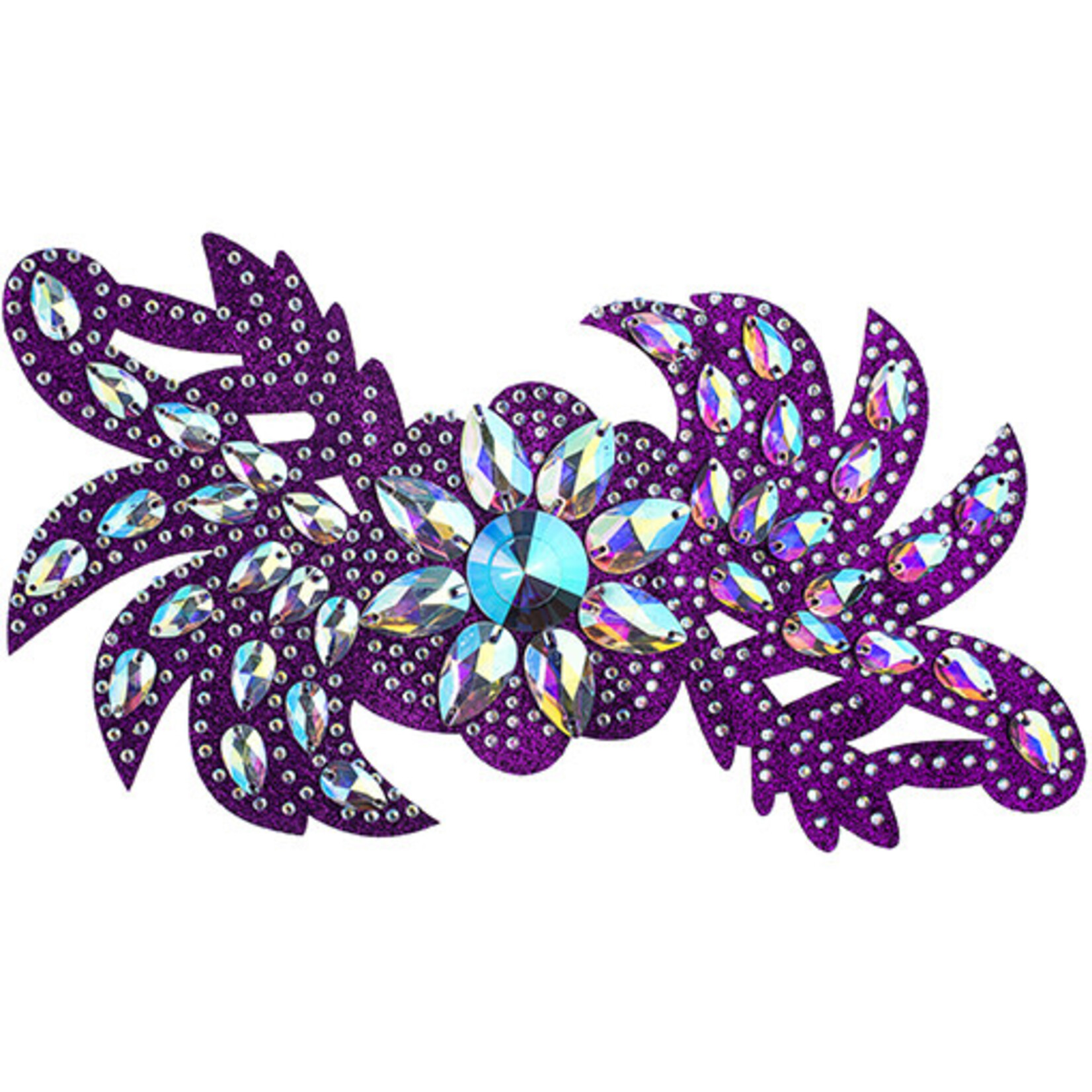 Motif Glitter Leaves with Stones 28x13cm