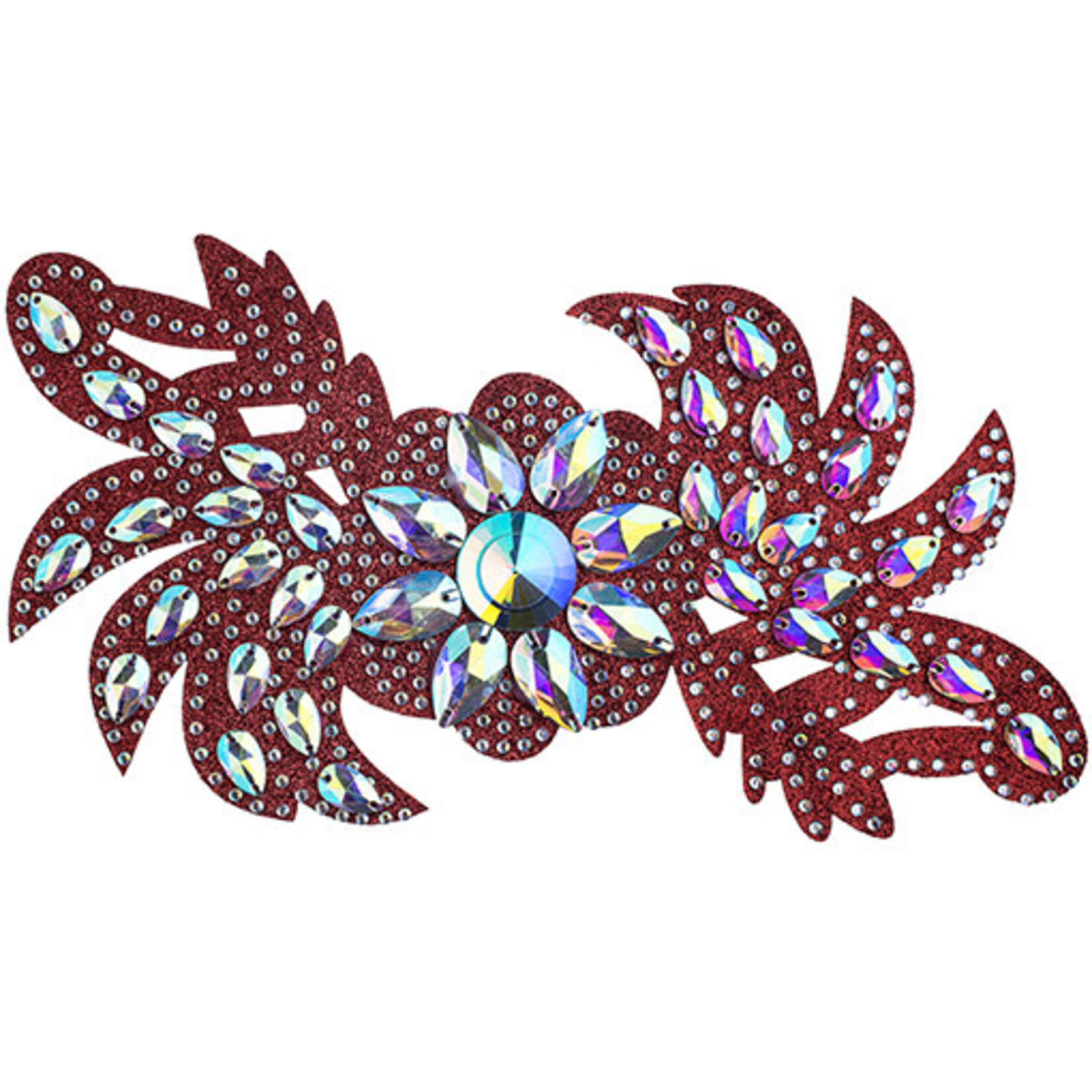 Motif Glitter Leaves with Stones 28x13cm