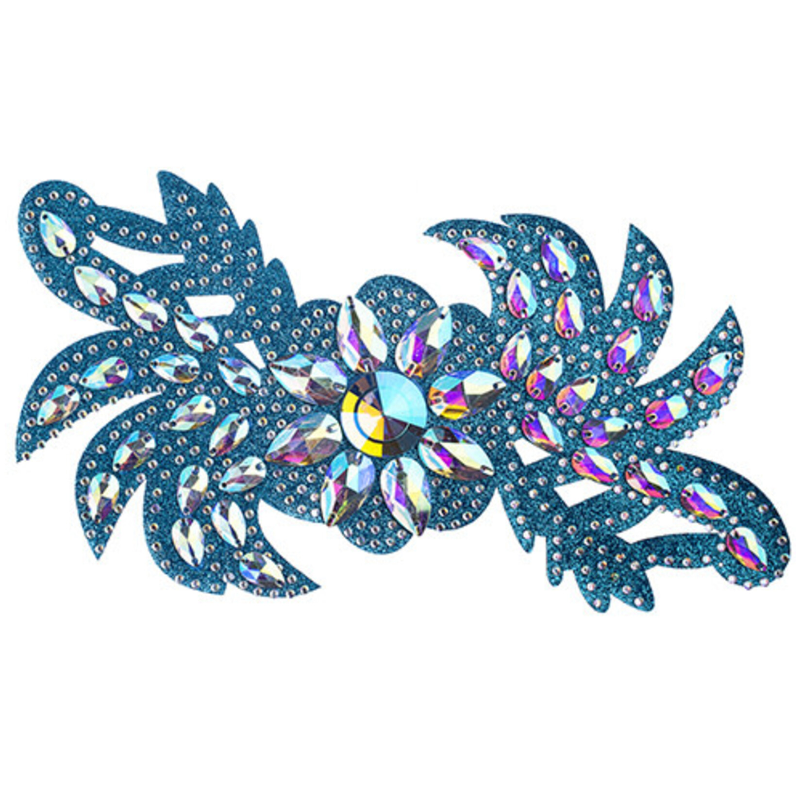 Motif Glitter Leaves with Stones 28x13cm