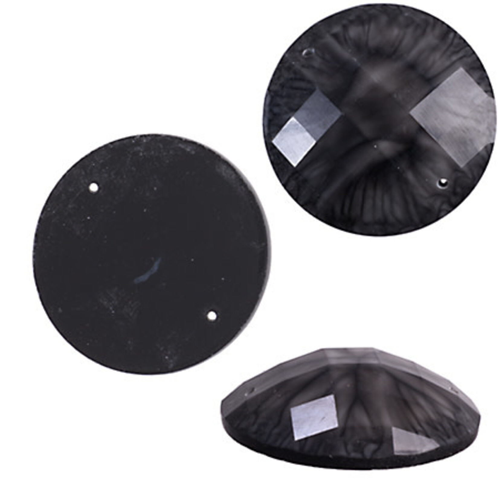 Resin Sew-on Crinkle Stone 34mm Round (10 Pieces)