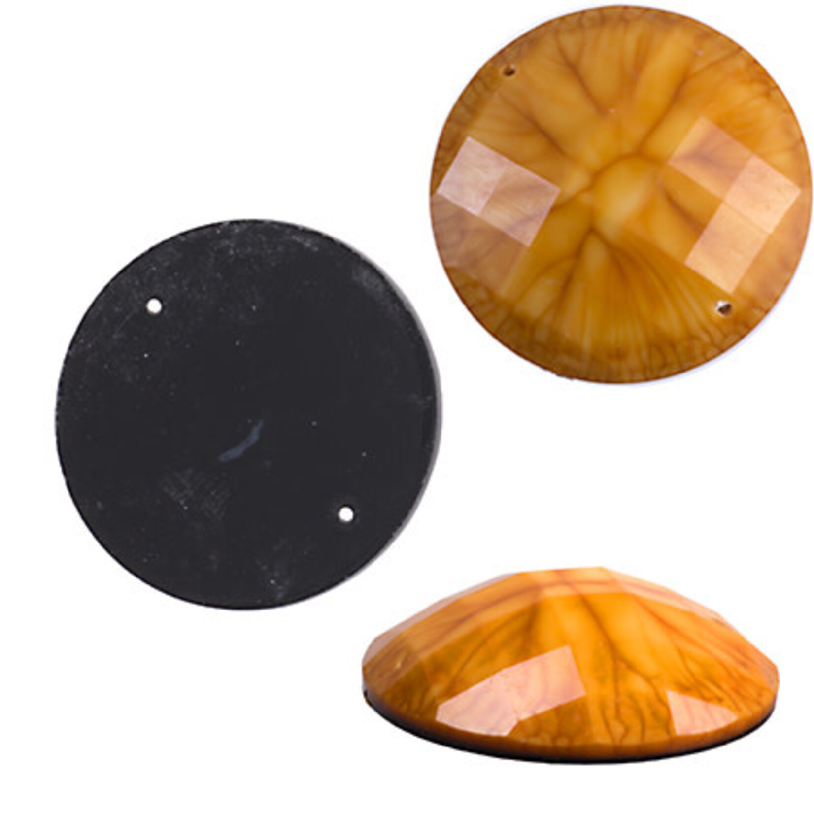 Resin Sew-on Crinkle Stone 34mm Round (10 Pieces)