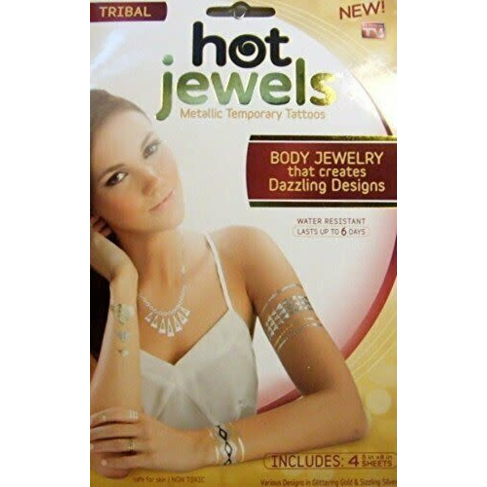 Hot Jewels Metallic Tattoos  Gold and Silver 8 x 8 Inches Tribal