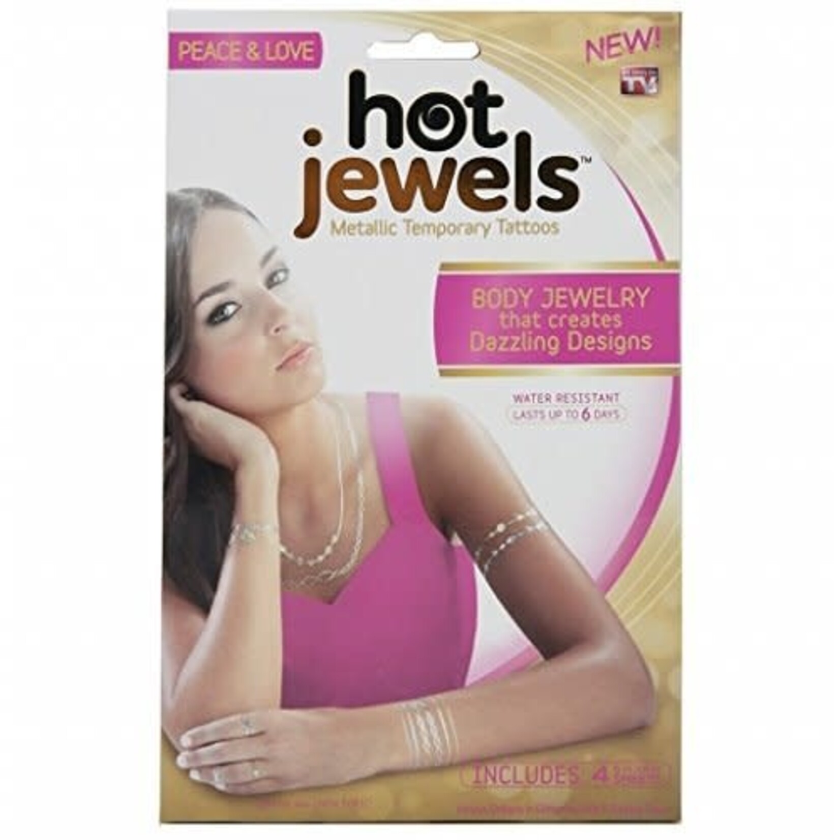 Hot Jewels Metallic Tattoos  Gold and Silver 5 x 8 Inches Peace & Love