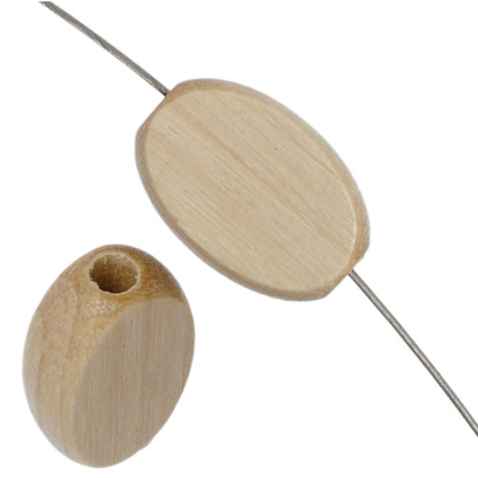 Wooden Flat Oval Bead 10x15mm  (24 pcs)