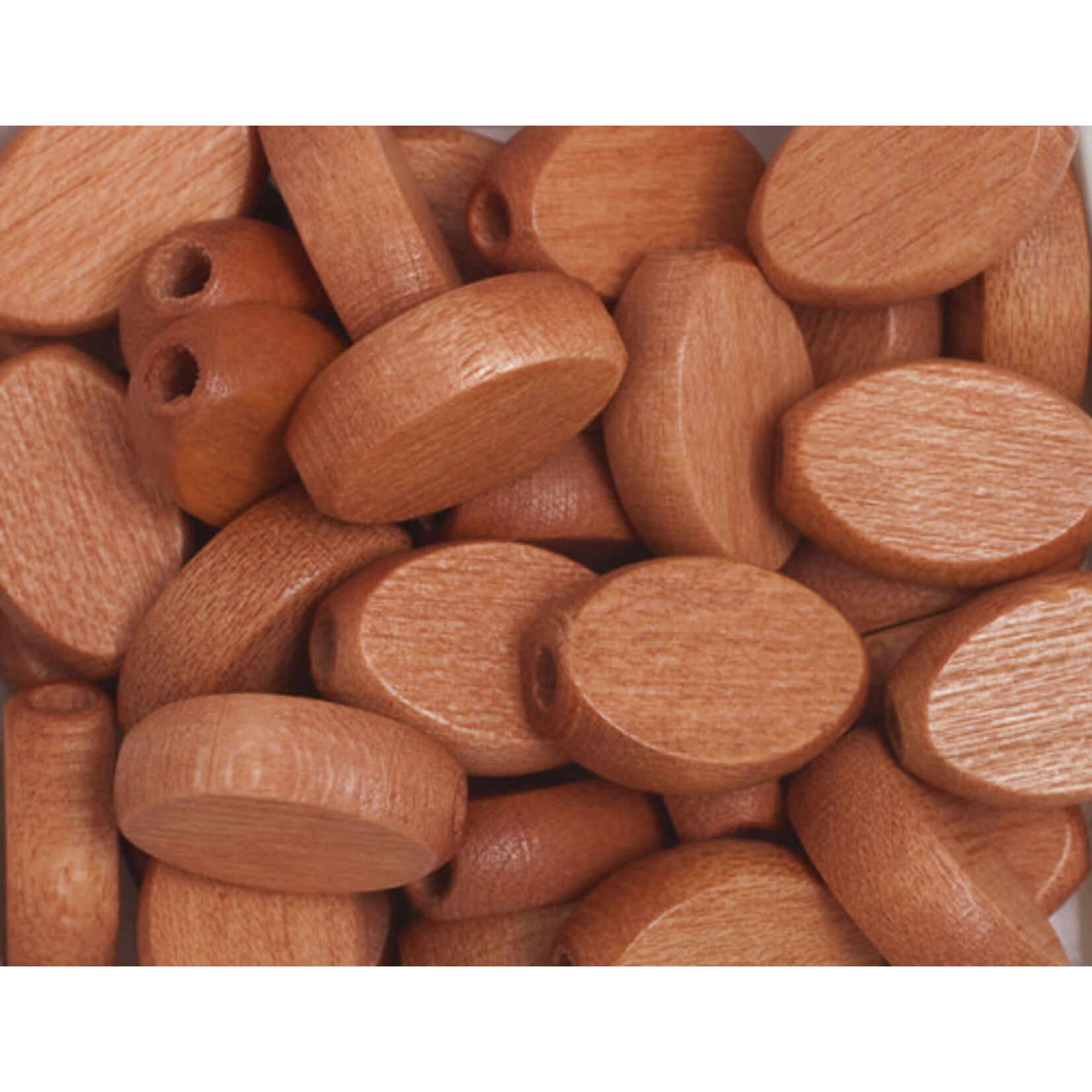 Wooden Flat Oval Bead 10x15mm  (24 pcs)