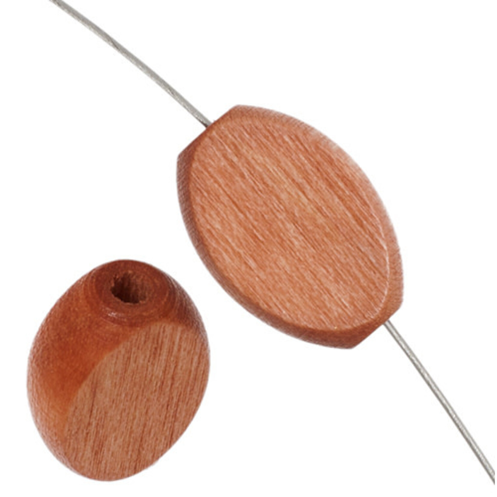 Wooden Flat Oval Bead 10x15mm  (24 pcs)