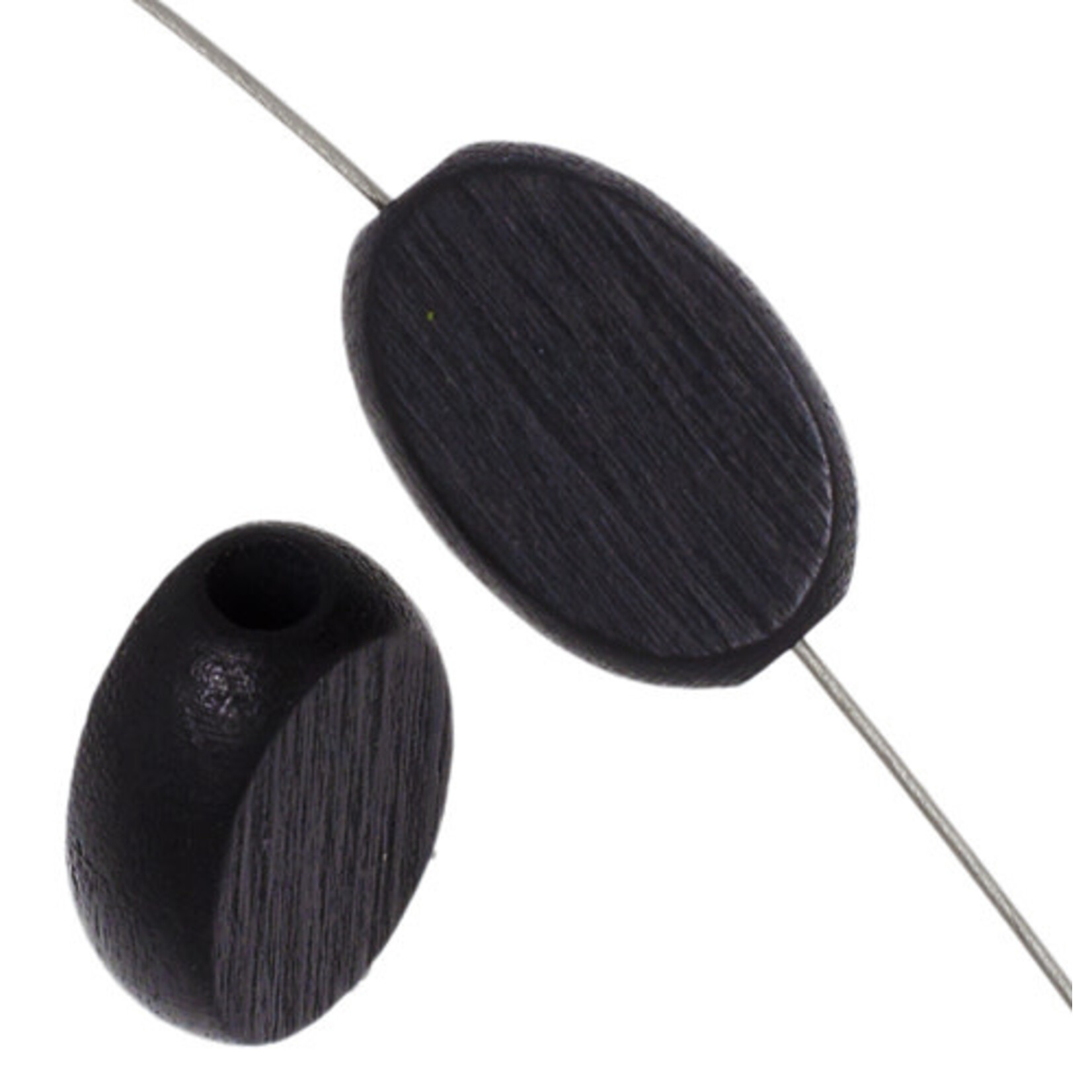 Wooden Flat Oval Bead 10x15mm  (24 pcs)